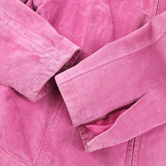 INC International Concepts Suede Pink XL Womens Jacket Silver Colored Zippers - Picture 12 of 16